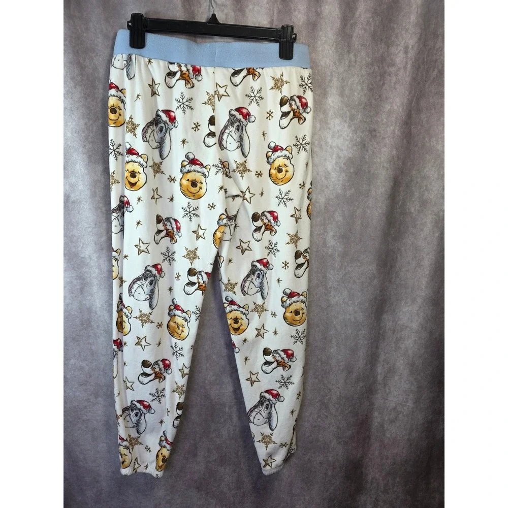 Disney Winnie the Pooh Christmas Fleece Pajama Pants Small Eeyore Tigger White